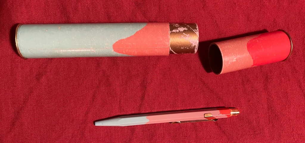 Photo of open tube of India Mahdavi Caran d’Ache Swiss-Made Pen.